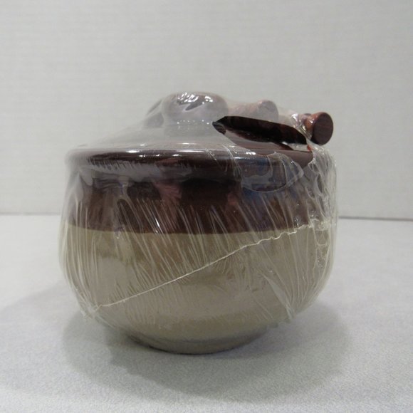 NIP Vtg Stoneware Double Crock Lids Spoons Jelly - Picture 4 of 11